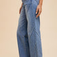 Annie Wear Decorative Seams Wide Leg Jeans - DAVERRI FASHIONS
