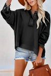 Exposed Seam Long Sleeve Hoodie - DAVERRI FASHIONS