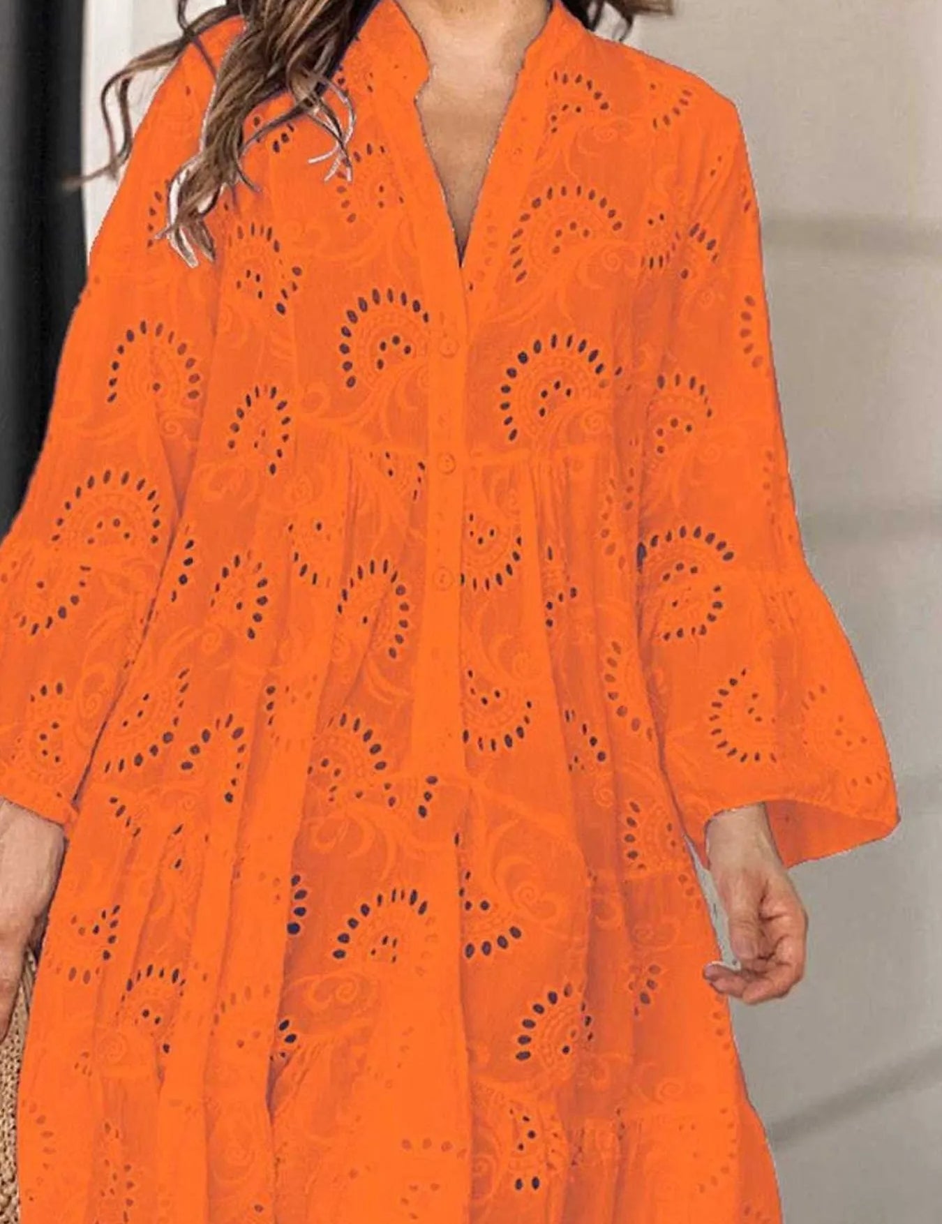 Full Size Eyelet Ruffled Hem Tiered Dress Plus Size | Mini Dresses Daverri Fashions