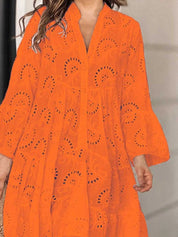 Full Size Eyelet Ruffled Hem Tiered Dress Plus Size | Mini Dresses Daverri Fashions