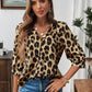 Leopard Print 3/4 Sleeve Blouse - DAVERRI FASHIONS