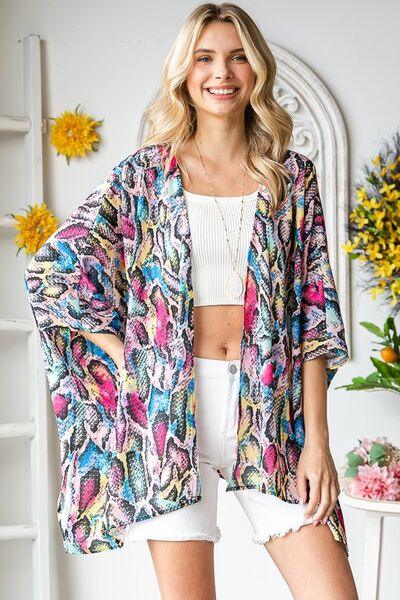 Heimish Full Size Multi Color Snake Open Cardigan Plus Size Cardigans