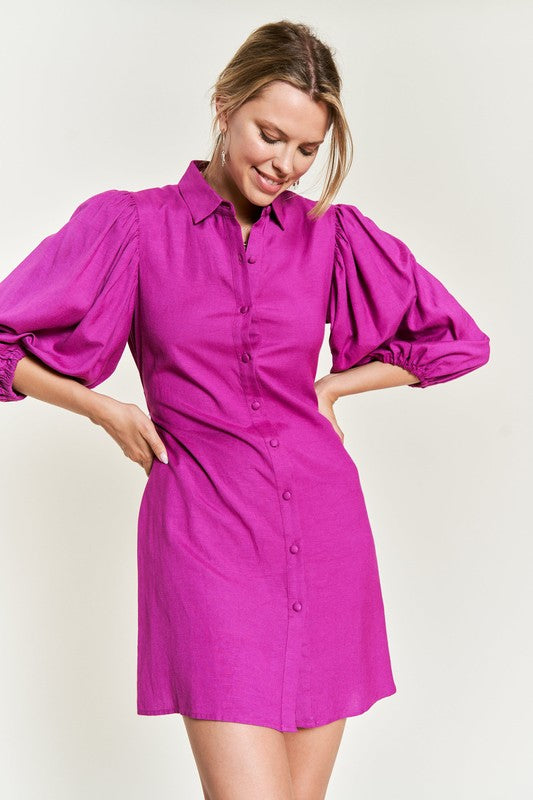 Solid Button Down Dress Plus Size | Mini Dresses Daverri Fashions