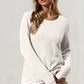 Double Take Corded Rib Thumbhole Cuff Round Neck T-Shirt - DAVERRI FASHIONS
