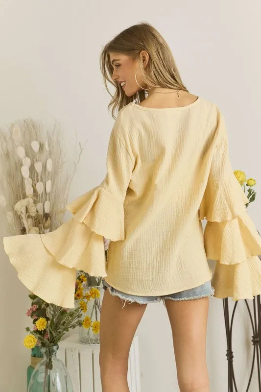 ADORA Layered Bell Sleeve Blouse Blouses