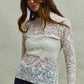 SO ME lace long sleeve 3D effect floral layering top in white