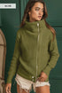 BiBi Front Zip Up High Neckline Sweater Jacket OLIVE Jackets