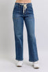 Judy Blue drawstring straight mid-wash jeans with front pockets