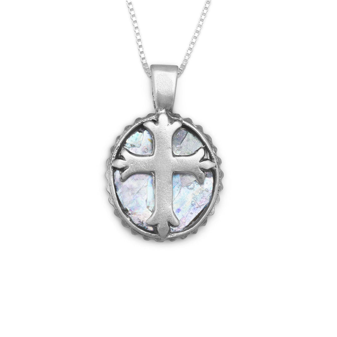 18" Oval Roman Glass Cross Necklace Default Title Necklaces