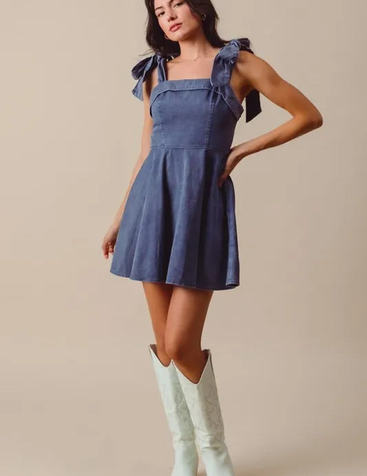 NAVY SO ME Fit and Flare Washed Gameday Dress | Daverri Fashions