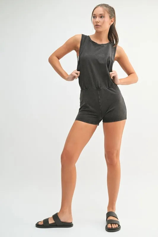 MONO B Mineral Wash Vintage Romper Rompers