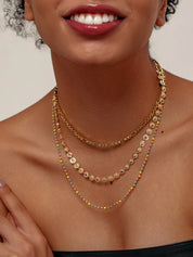 Gold One Size 18K Gold-Plated Layered Resin Bead Necklace | Necklaces Daverri Fashions