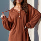 Double Take Full Size Half Button Long Sleeve Hoodie - DAVERRI FASHIONS