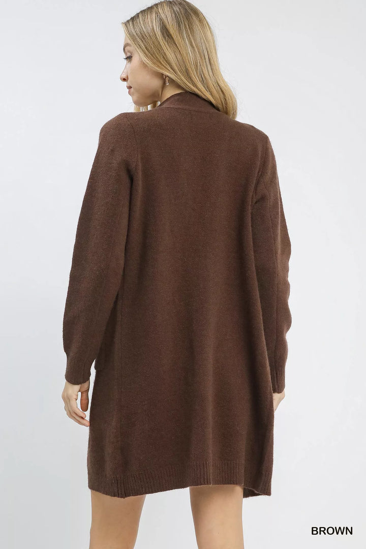 Umgee Button-Down Longline Sweater Cardigan with Front Pockets | Cardigans Daverri Fashions