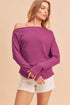 Aemi + Co One Shoulder Long Sleeve Knit Top Deep Purple S