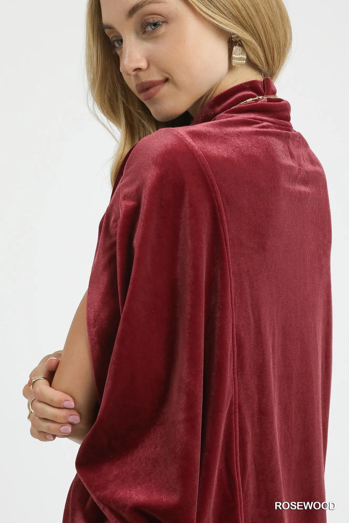 Umgee Velvet Mock Neck Sleeveless Blouse