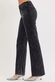 RISEN Tummy Control Mid Rise Straight Leg Corduroy Pants | Pants Daverri Fashions