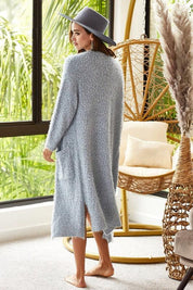 BiBi Slit Open Front Longline Cardigan with Pockets | Cardigans Daverri Fashions