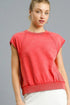 Umgee Round Neck Cap Sleeve Sweatshirt Red Sweatshirts
