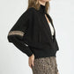 Umgee Zipper Up Cropped Jacket with Leopard Trim - DAVERRI FASHIONS