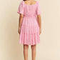 Davi & Dani Jacquard Checker Smocking Tiered Dress Mini Dresses