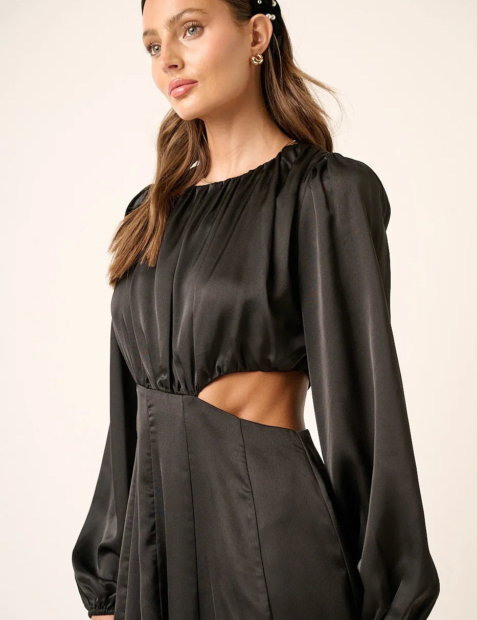 Mittoshop Satin Side Cutout Detail Mini Dress | Mini Dresses Daverri Fashions