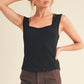 Aemi + Co Exposed Seam Ribbed Wide Strap Tank - DAVERRI FASHIONS