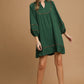 Umgee Textured Babydoll Dress with Leopard Trim