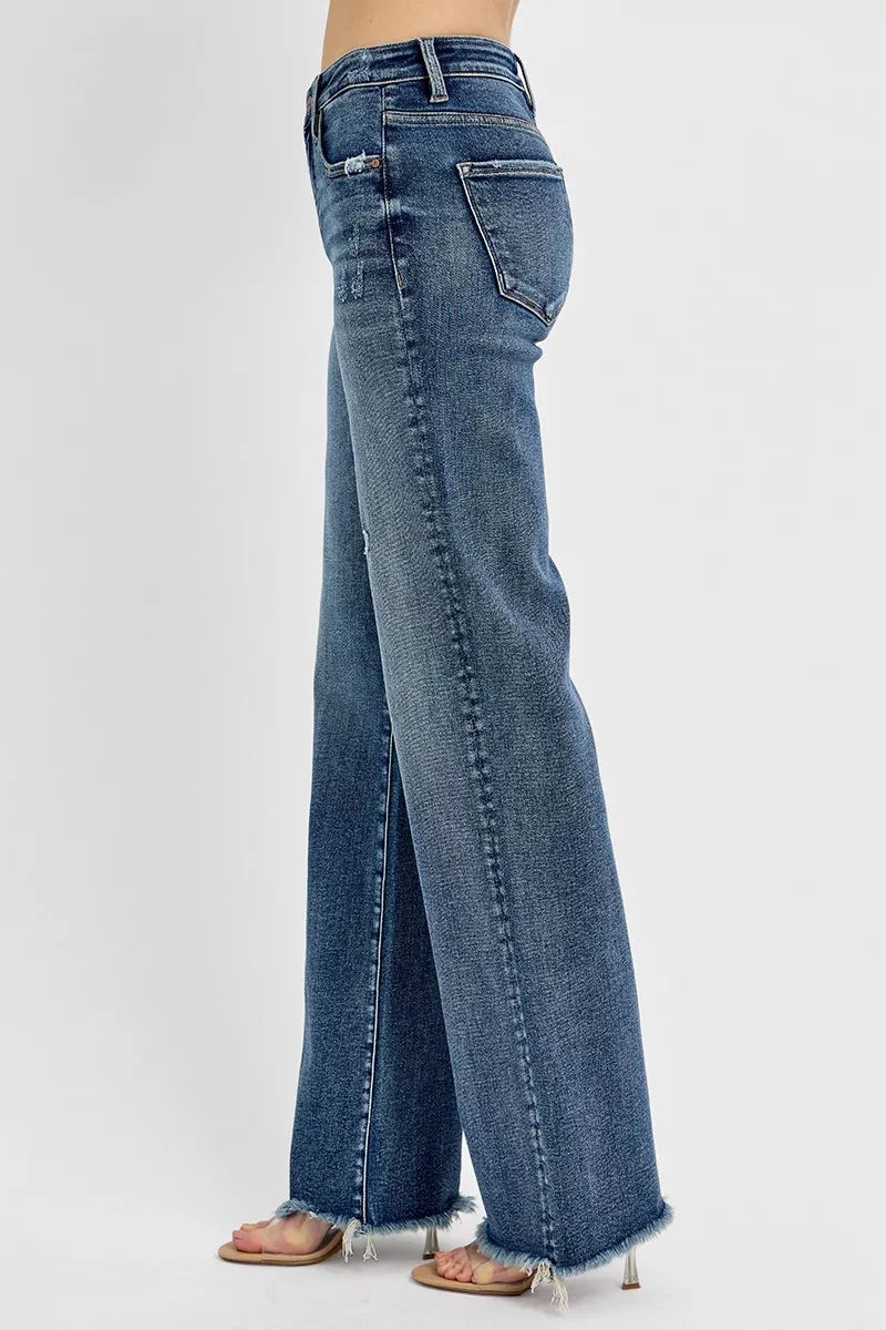 RISEN Full Size Tummy Control High Rise Long Straight Jeans Plus Size | Jeans Daverri Fashions