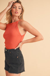 Pumpkin S Aemi + Co Ribbed Round Neck Tank | Tank Tops Daverri Fashions