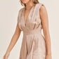 MABLE Draped Romper with Pleated Shoulder Pad Detail - DAVERRI FASHIONS