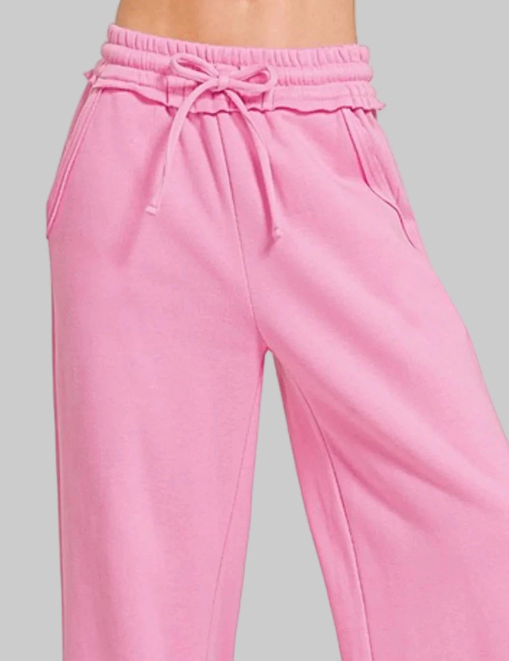 Zenana Fleece Exposed Seam Wide Leg Sweatpants | Loungewear Pants Daverri Fashions