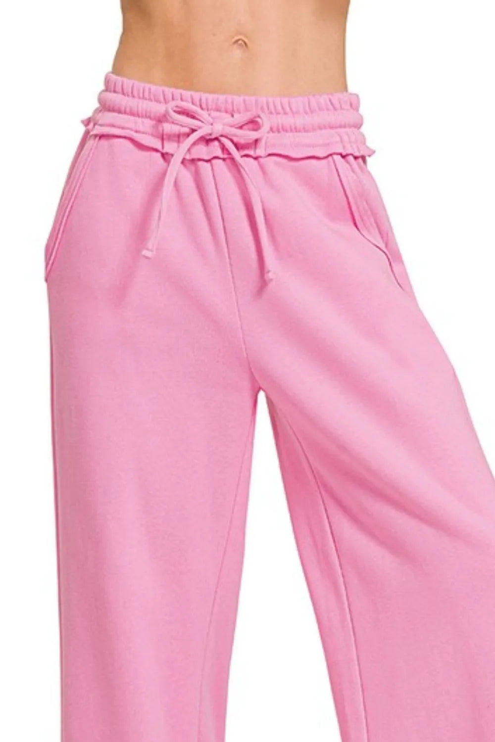Zenana Fleece Exposed Seam Wide Leg Sweatpants | Loungewear Pants Daverri Fashions
