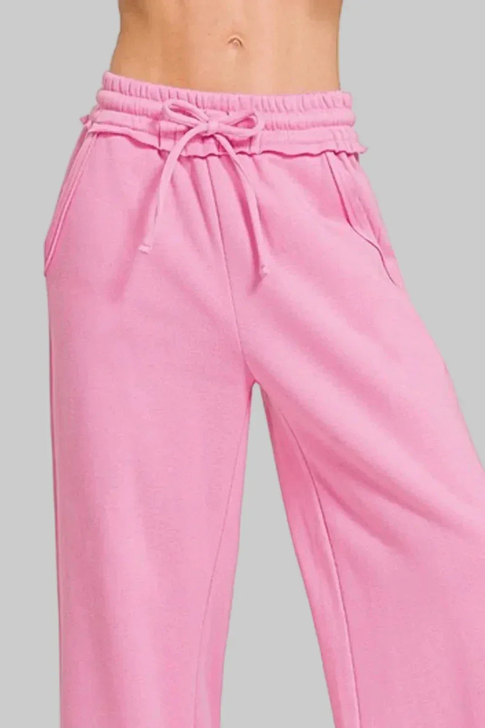 Zenana Fleece Exposed Seam Wide Leg Sweatpants - DAVERRI FASHIONS