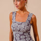 SO ME Two Tone Floral Seamless Tank Top Tank Tops