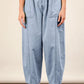 VERY J Washed Chambray Barrel Denim Pants