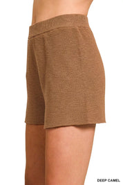 Zenana Round Neck Knit Top and Shorts Sweater Set | Daverri Fashions
