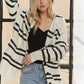 ADORA Horizontal Stripes Hoodie Cardigan - DAVERRI FASHIONS