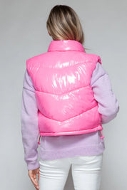 Snobbish Zip Up Turtleneck Shiny Quilted Vest | Vest Jackets Daverri Fashions