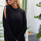 BiBi Twist black knitted open shoulder sweater with ribbed neckline
