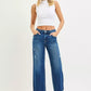 RISEN High Rise Crop Wide Leg Jeans - DAVERRI FASHIONS