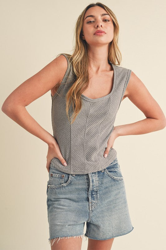 Aemi + Co Exposed Seam Ribbed Wide Strap Tank