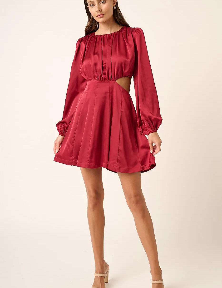 Mittoshop Satin Side Cutout Detail Mini Dress | Mini Dresses Daverri Fashions