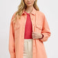 RISEN Full Size Button Down Long Sleeve Denim Shacket with Chest Pockets Plus Size