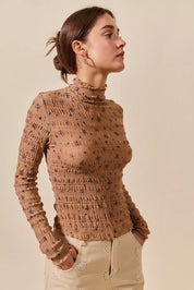 SO ME Floral Print Textured Long Sleeve Knit Top | Knit Tops Daverri Fashions