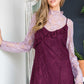 Woman in Jade by Jane floral print long sleeve lace mesh top in deep purple