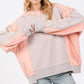SAGE + FIG Color Block Round Neck Sweatshirt - DAVERRI FASHIONS