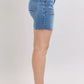 Judy Blue Full Size Mid Rise Bermudas Denim Shorts W/ Back Flap Pockets Plus Size Denim Shorts