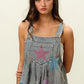 BiBi Star Rhinestone Washed Wide Leg Shortalls Shortalls