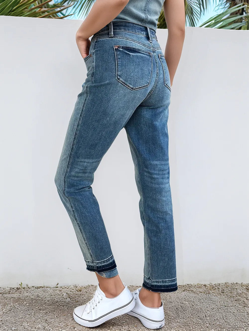 Judy Blue Full Size Mid Rise Rigid Magic Release Hem Jeans